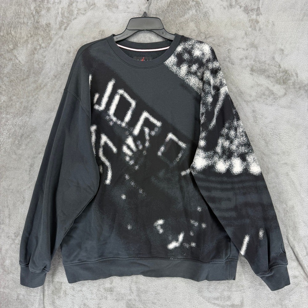 Jordan Sweatshirt Mens XL Crewneck Black Spray Paint Graphic Jumpman EUC